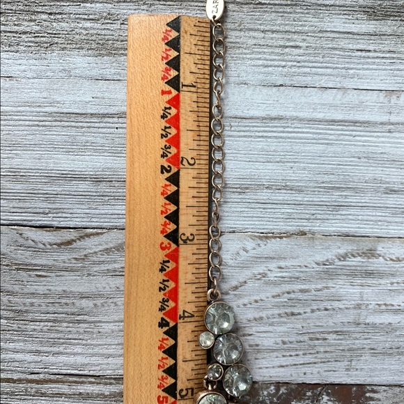 Brass Rhinestone Statement Necklace Geometric - Picture 6 of 7